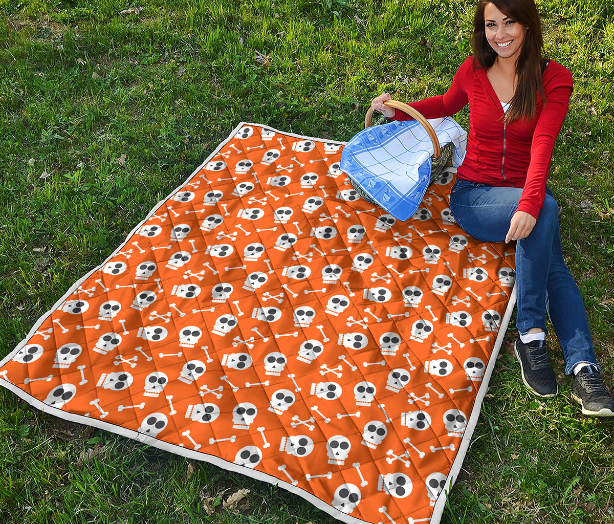 Halloween Skull Pattern Print Quilt