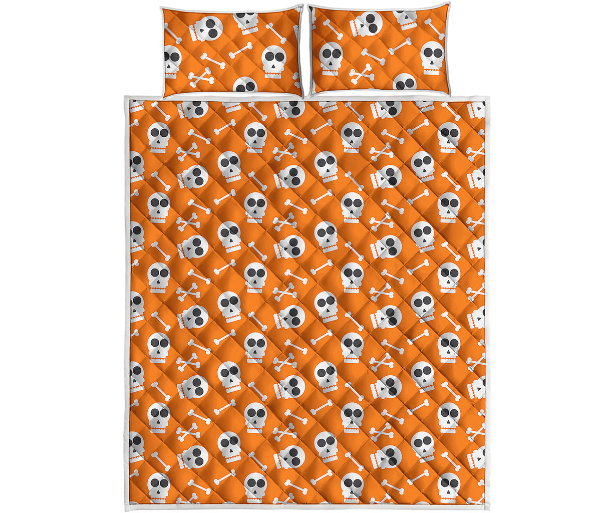 Halloween Skull Pattern Print Quilt Bed Set