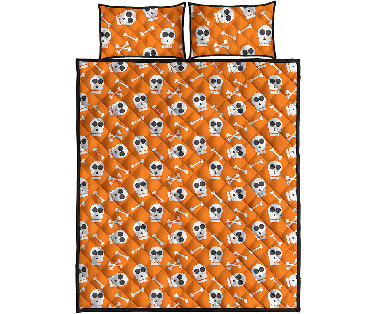 Halloween Skull Pattern Print Quilt Bed Set