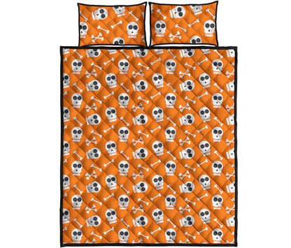 Halloween Skull Pattern Print Quilt Bed Set