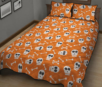 Halloween Skull Pattern Print Quilt Bed Set