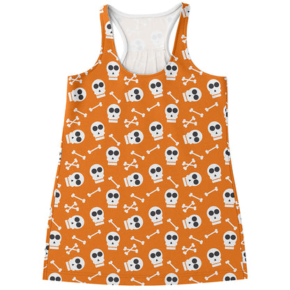 Halloween Skull Pattern Print Women's Racerback Tank Top
