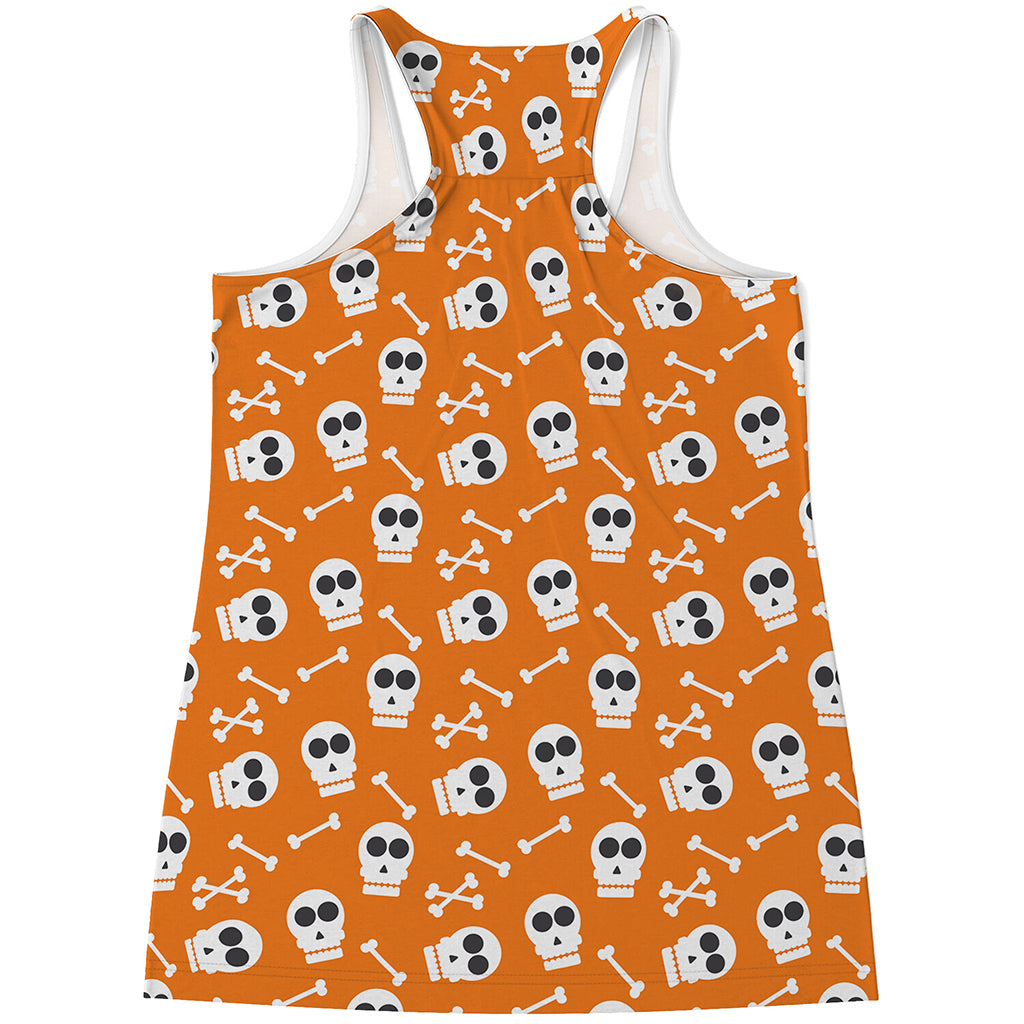Halloween Skull Pattern Print Women's Racerback Tank Top
