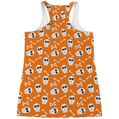 Halloween Skull Pattern Print Women's Racerback Tank Top