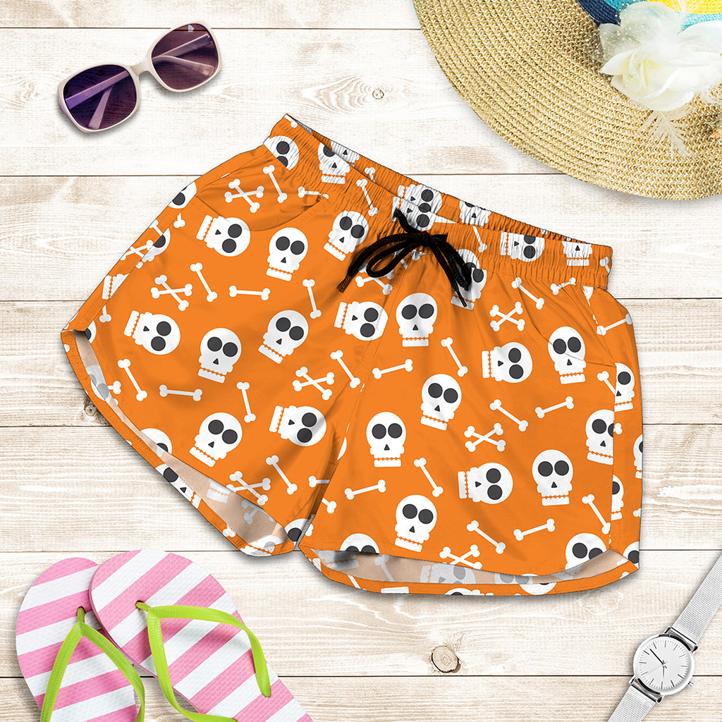 Halloween Skull Pattern Print Women's Shorts