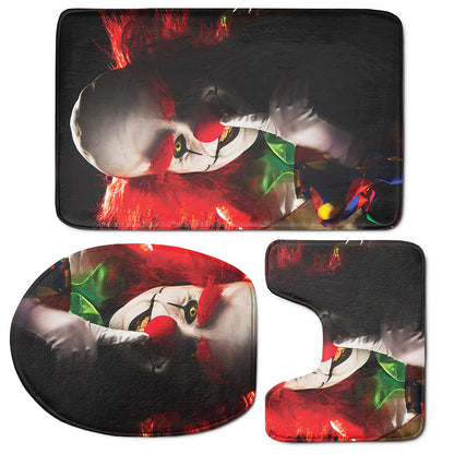 Halloween Smiling Clown Print 3 Piece Bath Mat Set