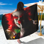 Halloween Smiling Clown Print Beach Sarong Wrap
