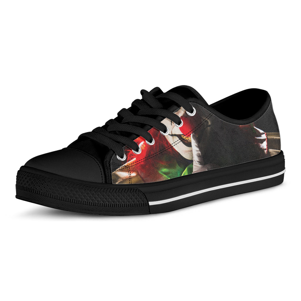 Halloween Smiling Clown Print Black Low Top Shoes