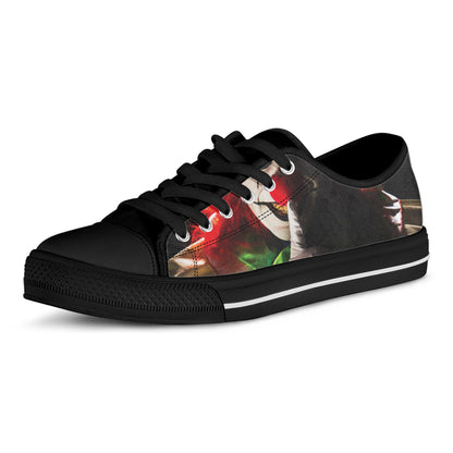 Halloween Smiling Clown Print Black Low Top Shoes