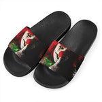 Halloween Smiling Clown Print Black Slide Sandals