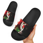 Halloween Smiling Clown Print Black Slide Sandals