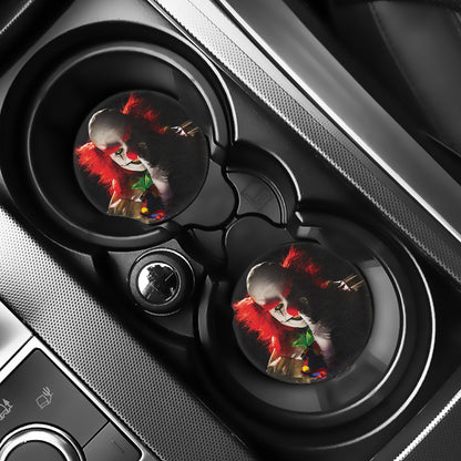 Halloween Smiling Clown Print Car Coasters