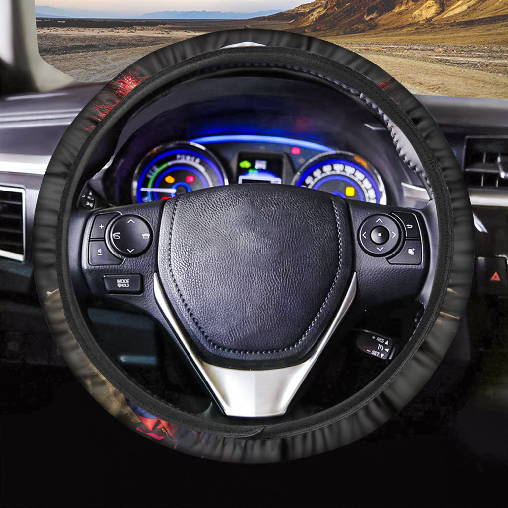 Halloween Smiling Clown Print Car Steering Wheel Cover