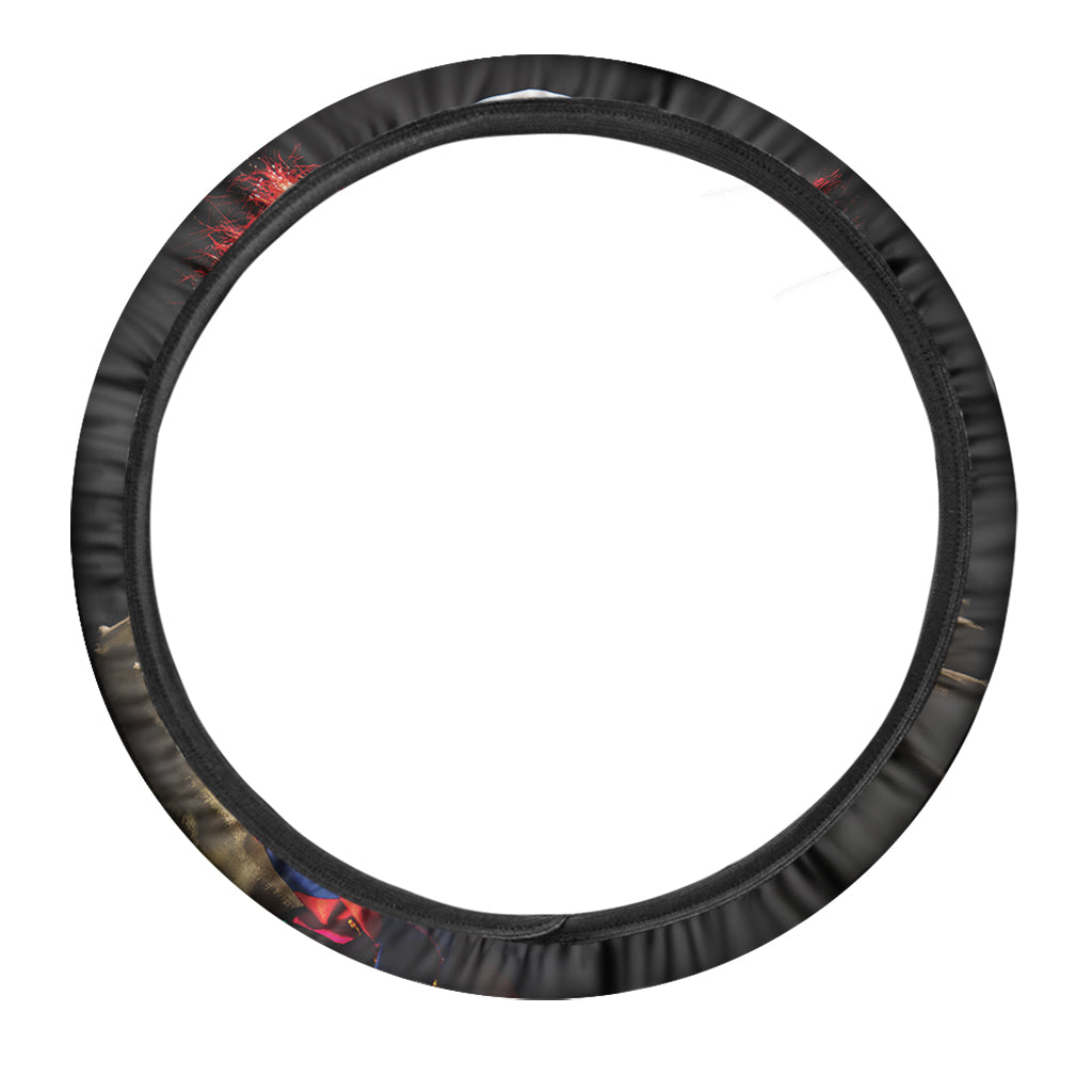 Halloween Smiling Clown Print Car Steering Wheel Cover