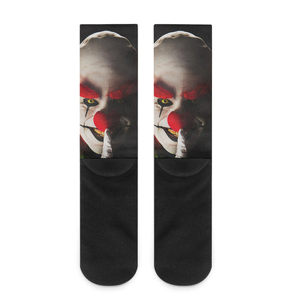 Halloween Smiling Clown Print Crew Socks