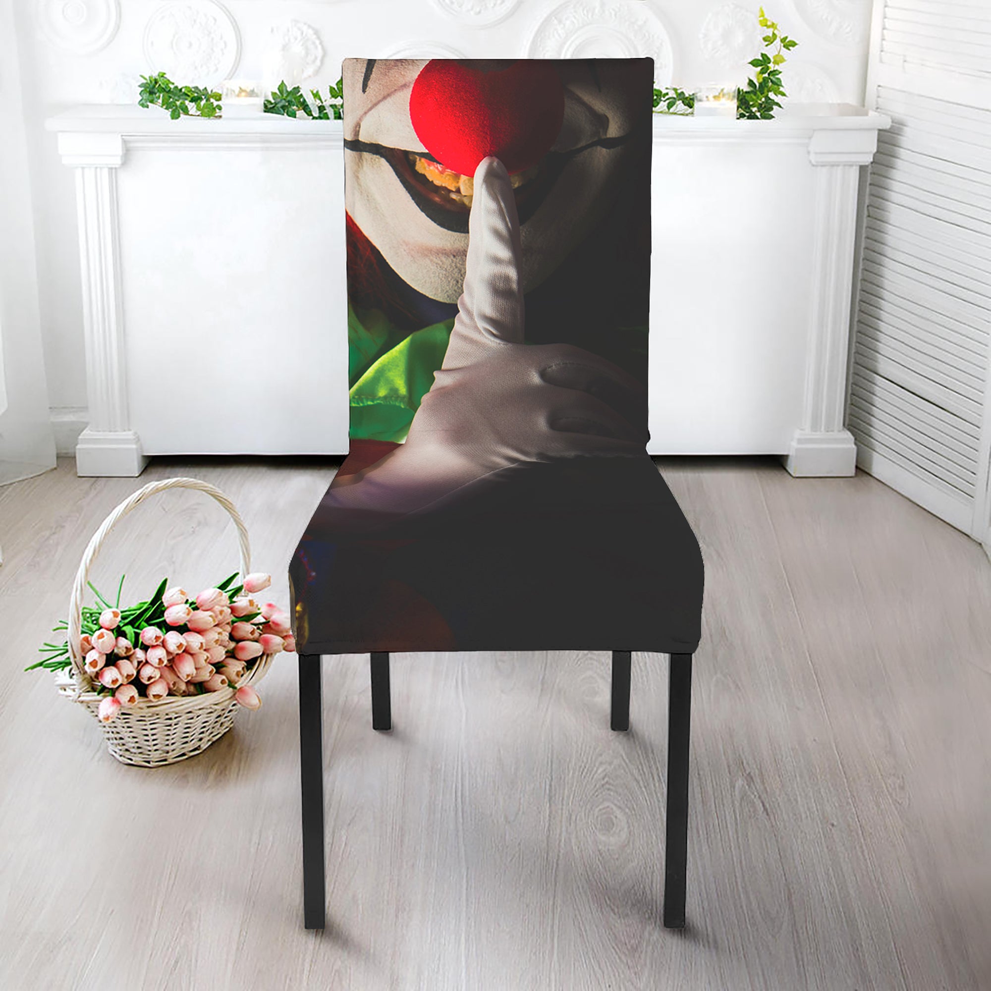 Halloween Smiling Clown Print Dining Chair Slipcover
