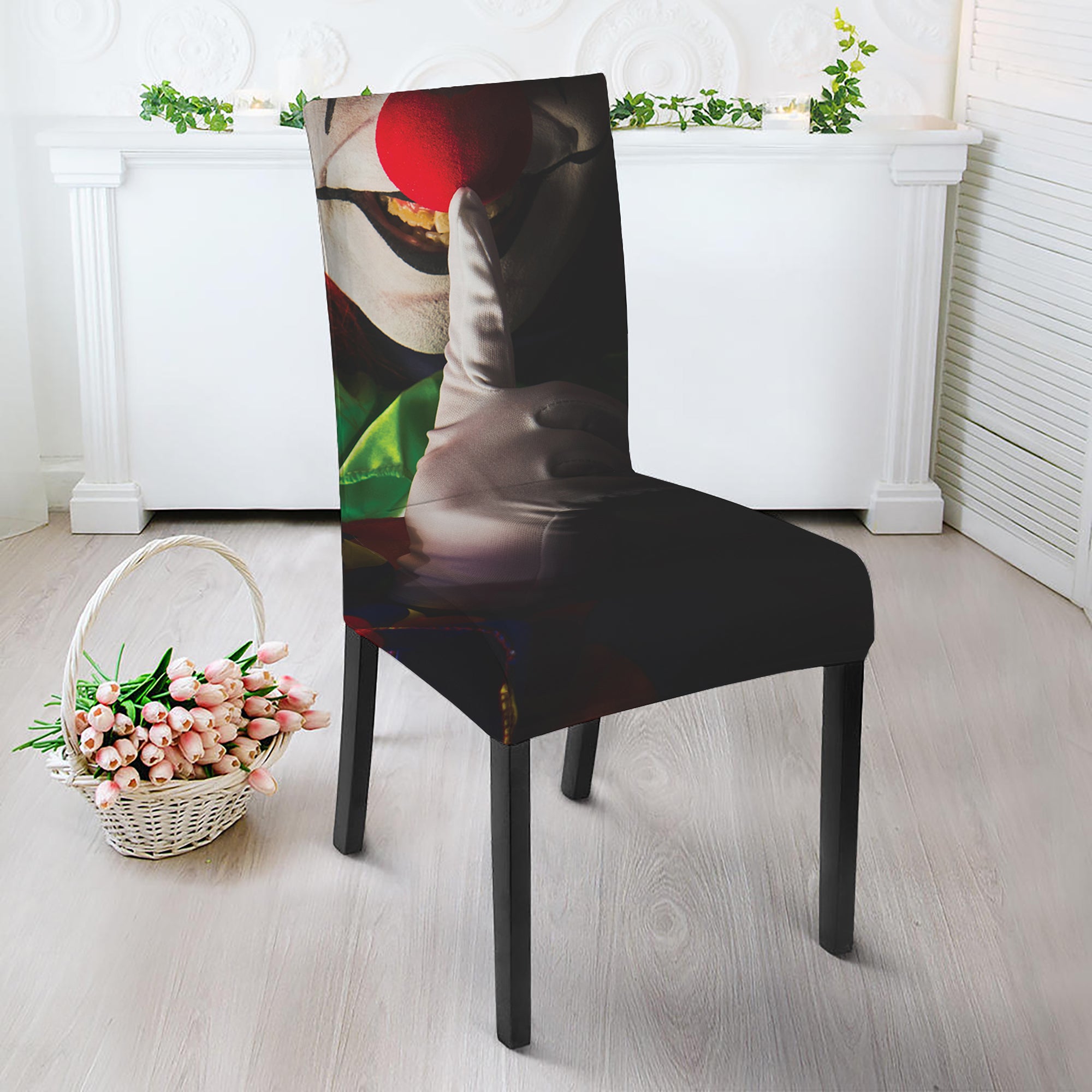 Halloween Smiling Clown Print Dining Chair Slipcover
