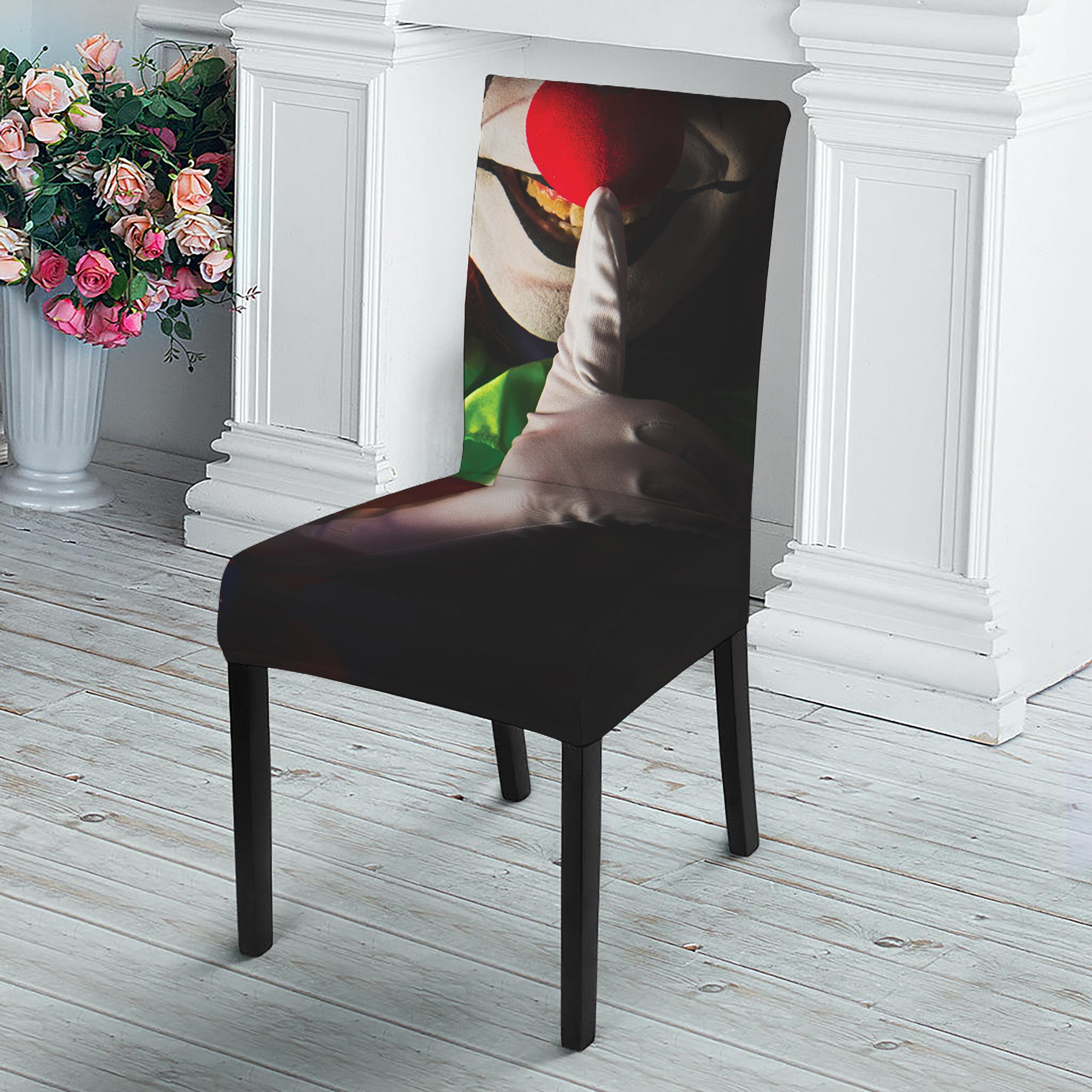 Halloween Smiling Clown Print Dining Chair Slipcover