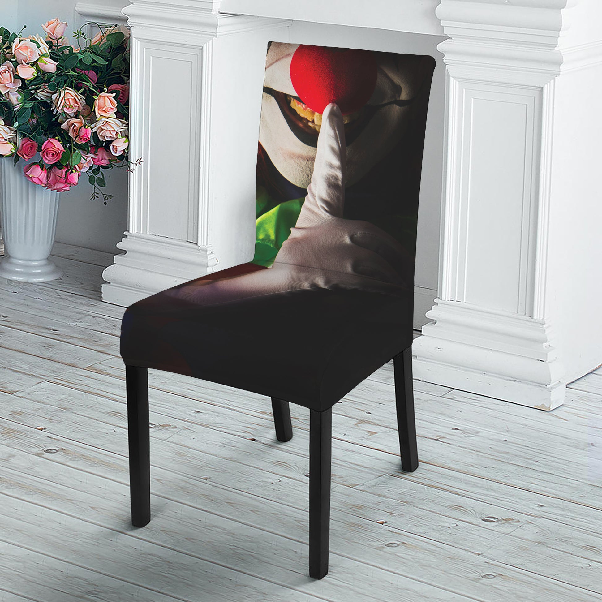 Halloween Smiling Clown Print Dining Chair Slipcover