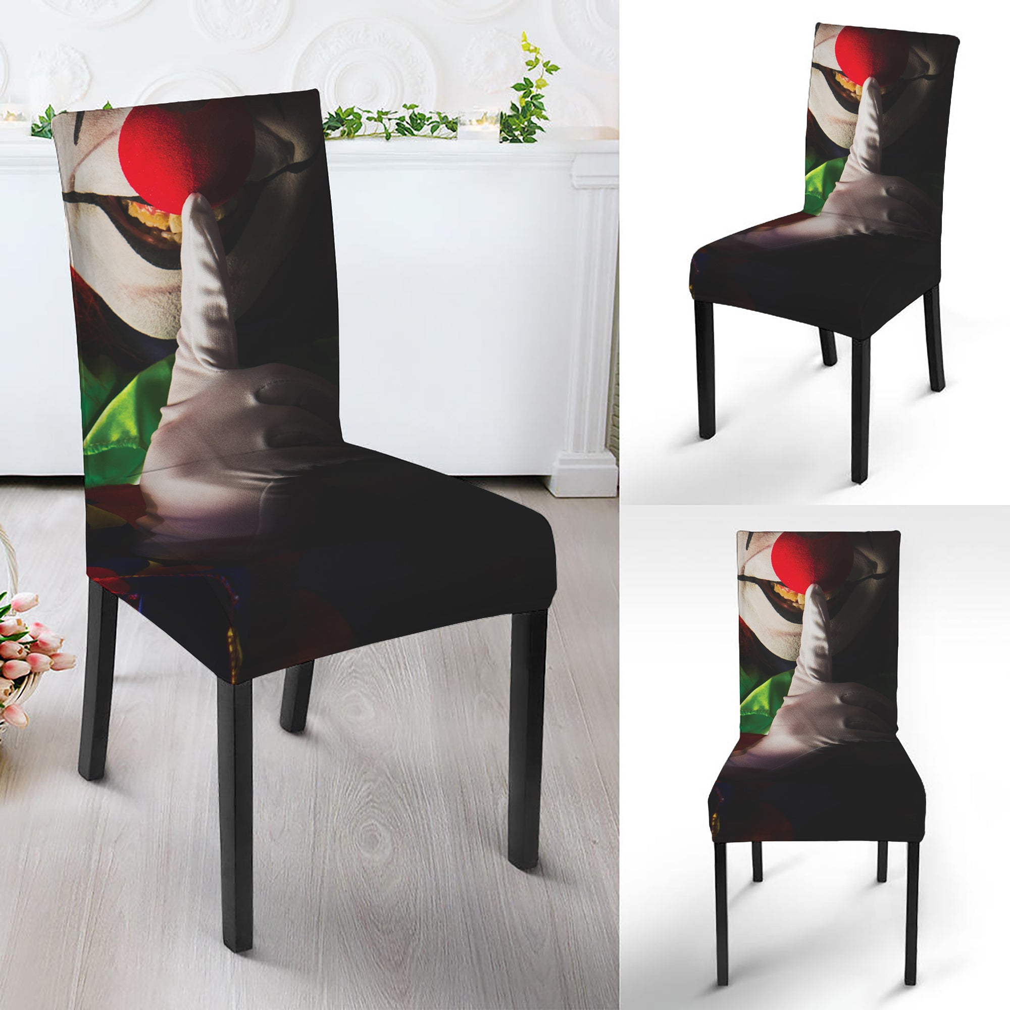 Halloween Smiling Clown Print Dining Chair Slipcover