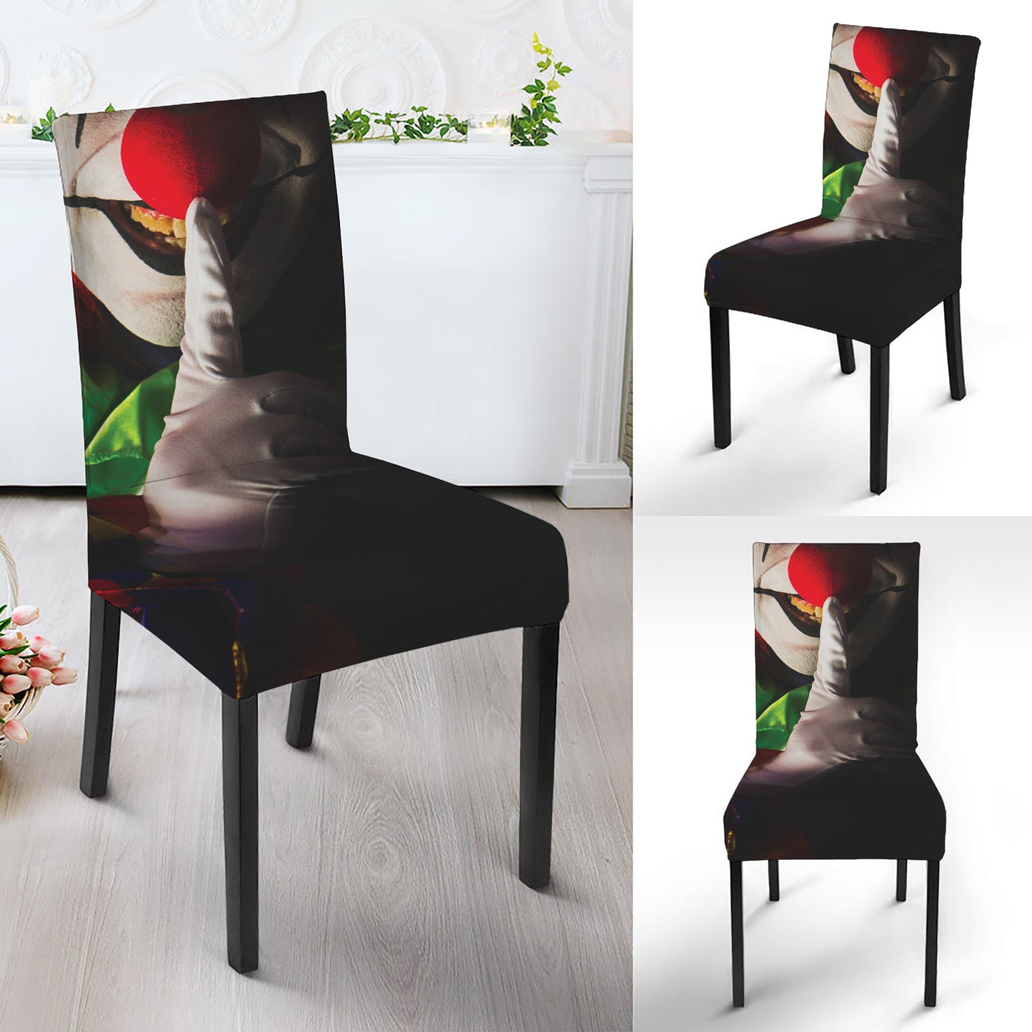 Halloween Smiling Clown Print Dining Chair Slipcover