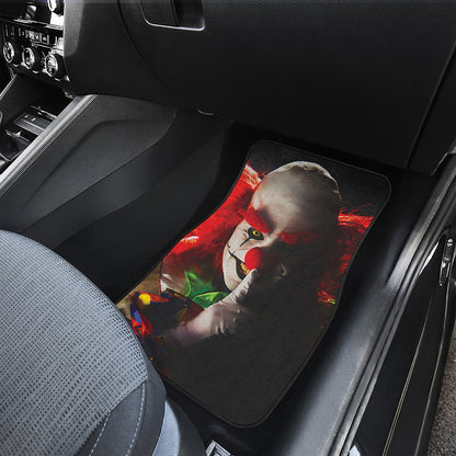 Halloween Smiling Clown Print Front and Back Car Floor Mats