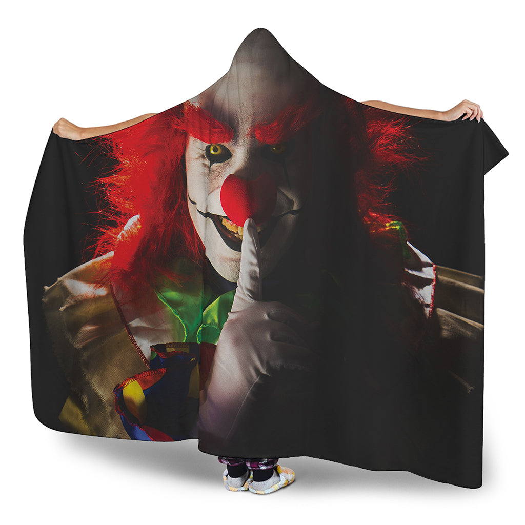 Halloween Smiling Clown Print Hooded Blanket