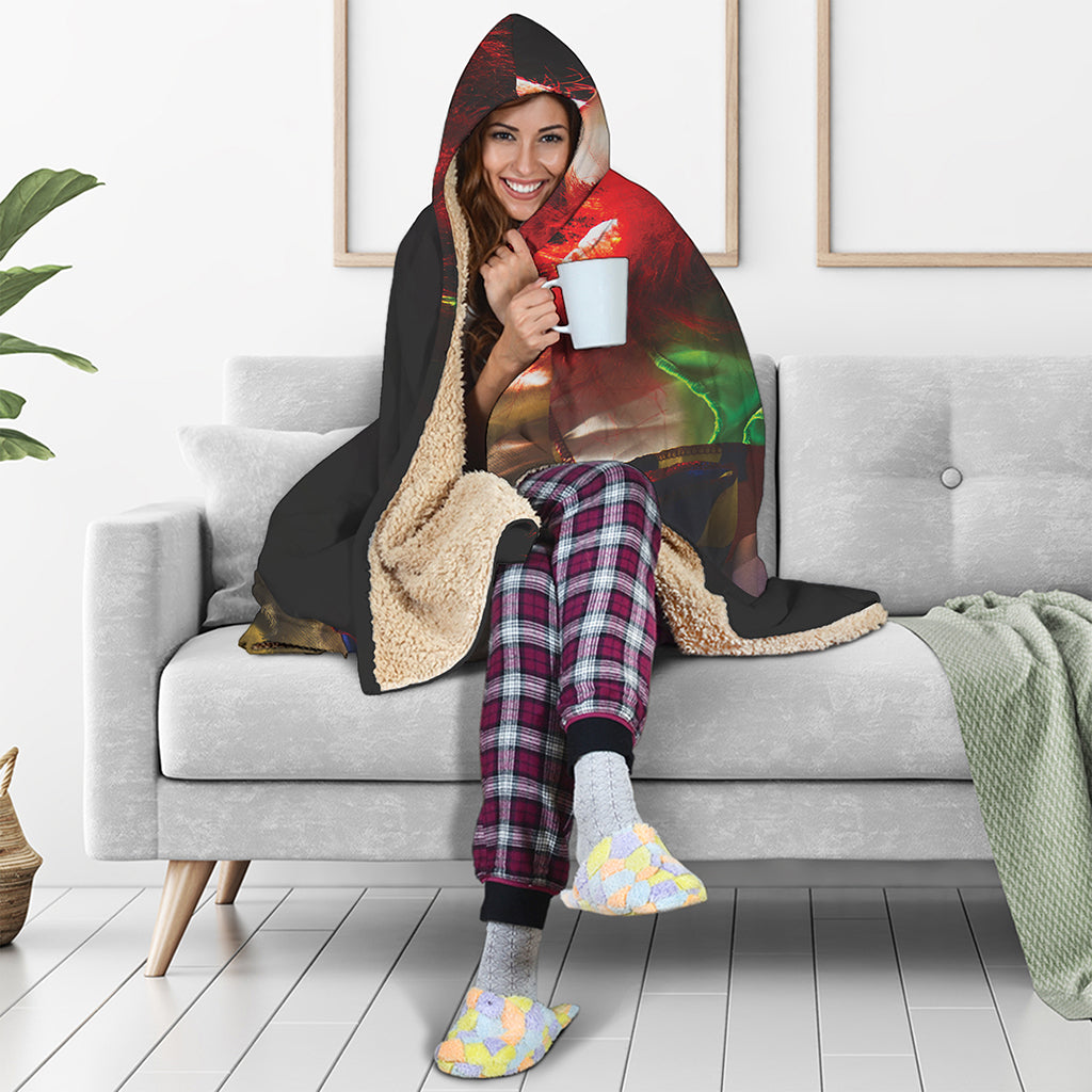 Halloween Smiling Clown Print Hooded Blanket