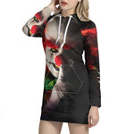 Halloween Smiling Clown Print Hoodie Dress