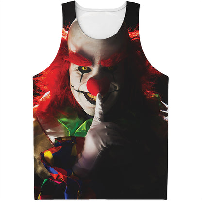 Halloween Smiling Clown Print Men's Tank Top