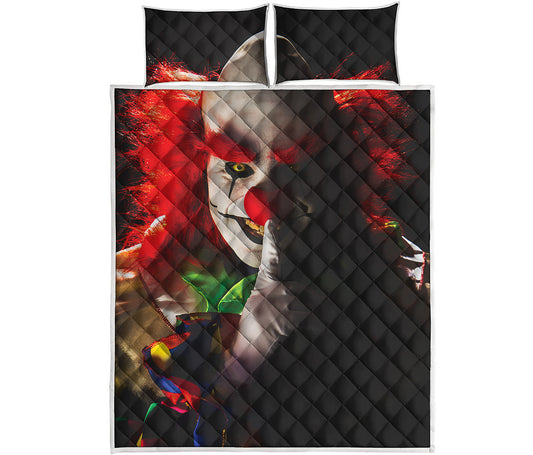 Halloween Smiling Clown Print Quilt Bed Set