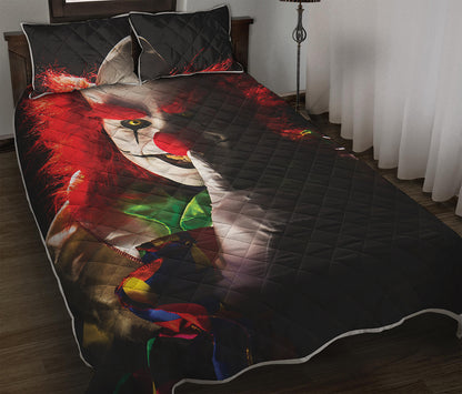 Halloween Smiling Clown Print Quilt Bed Set