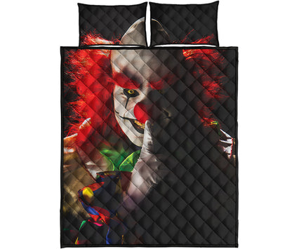 Halloween Smiling Clown Print Quilt Bed Set