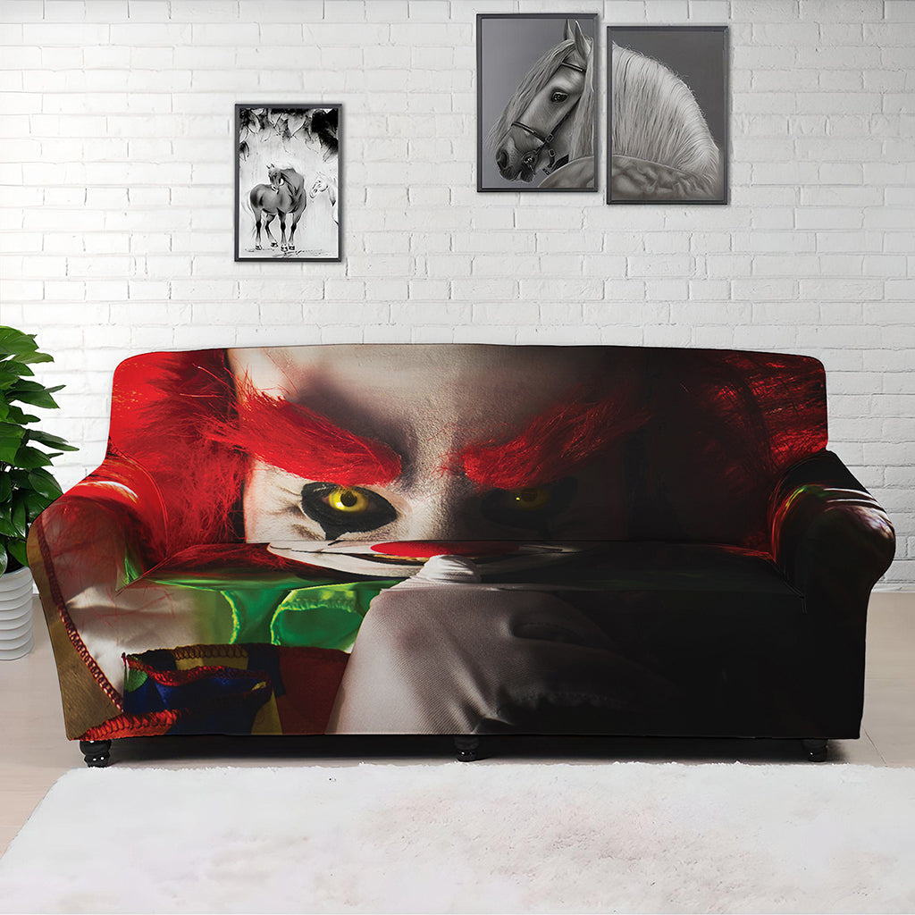Halloween Smiling Clown Print Sofa Cover