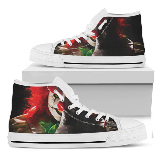 Halloween Smiling Clown Print White High Top Shoes