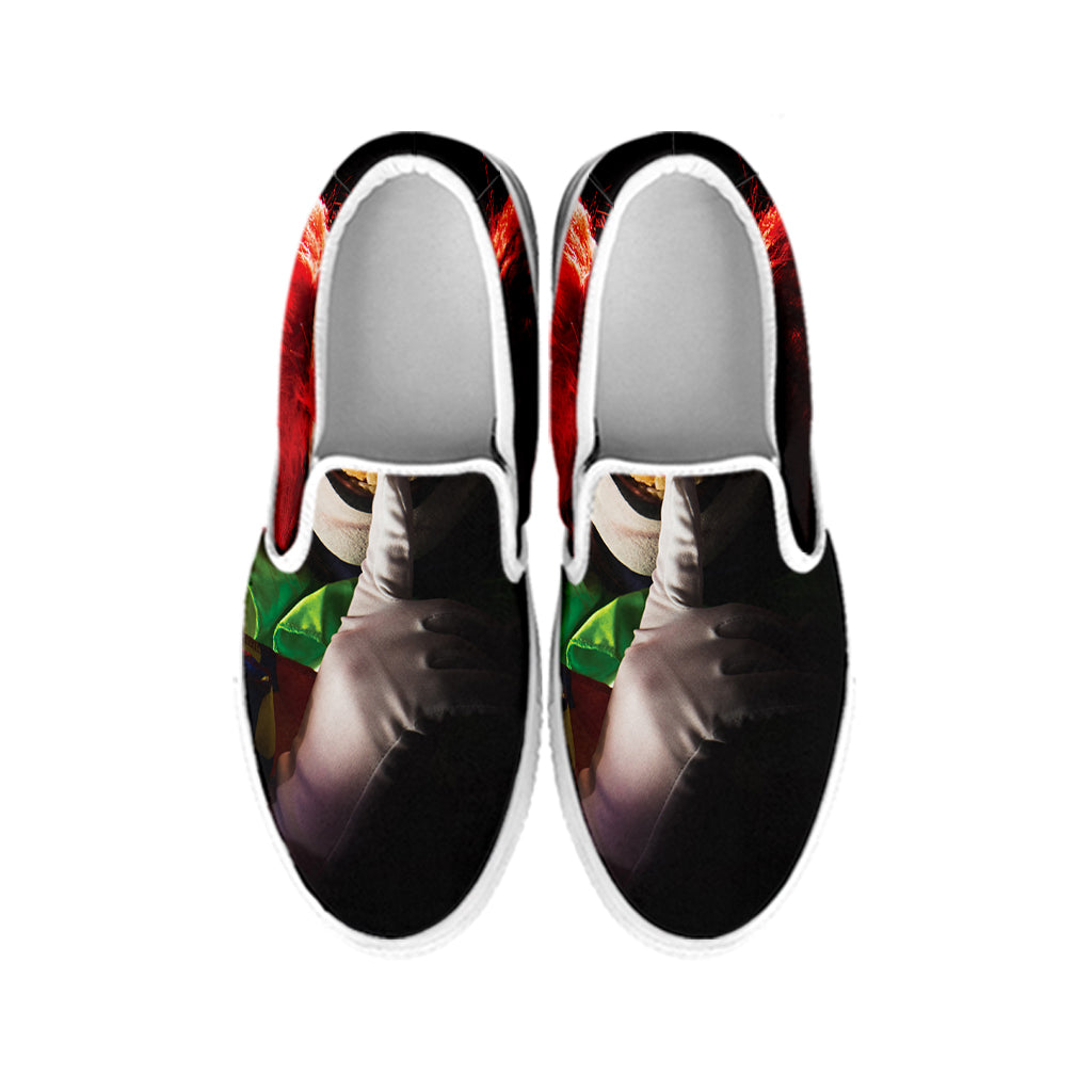 Halloween Smiling Clown Print White Slip On Shoes