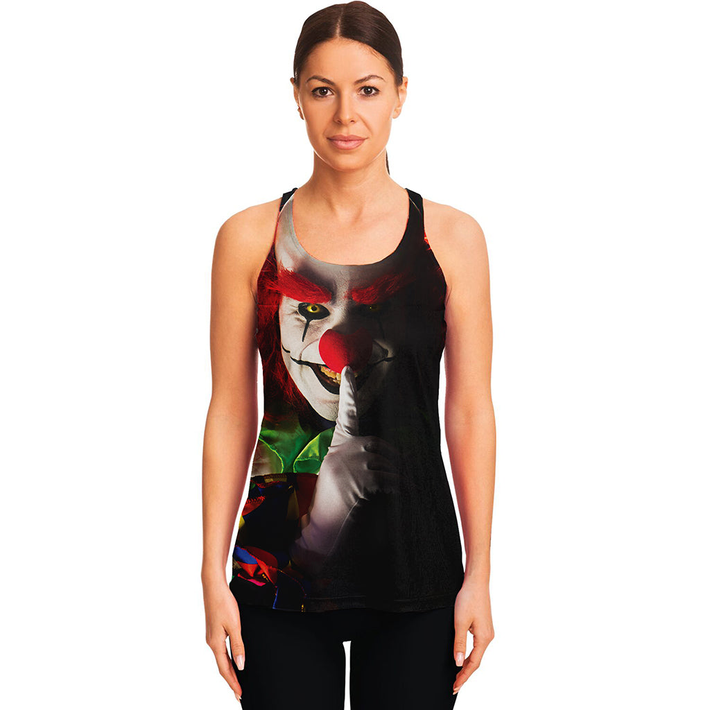 Halloween Smiling Clown Print Women's Racerback Tank Top