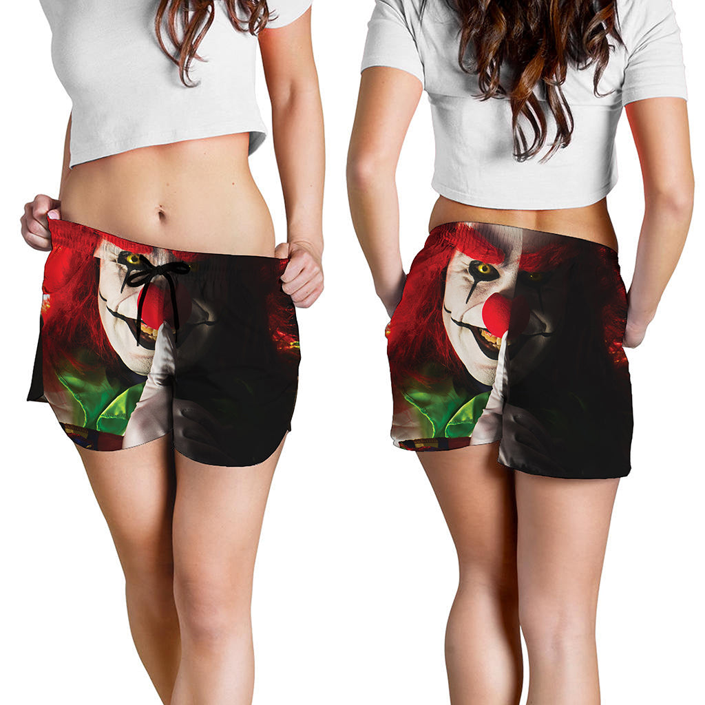 Halloween Smiling Clown Print Women's Shorts