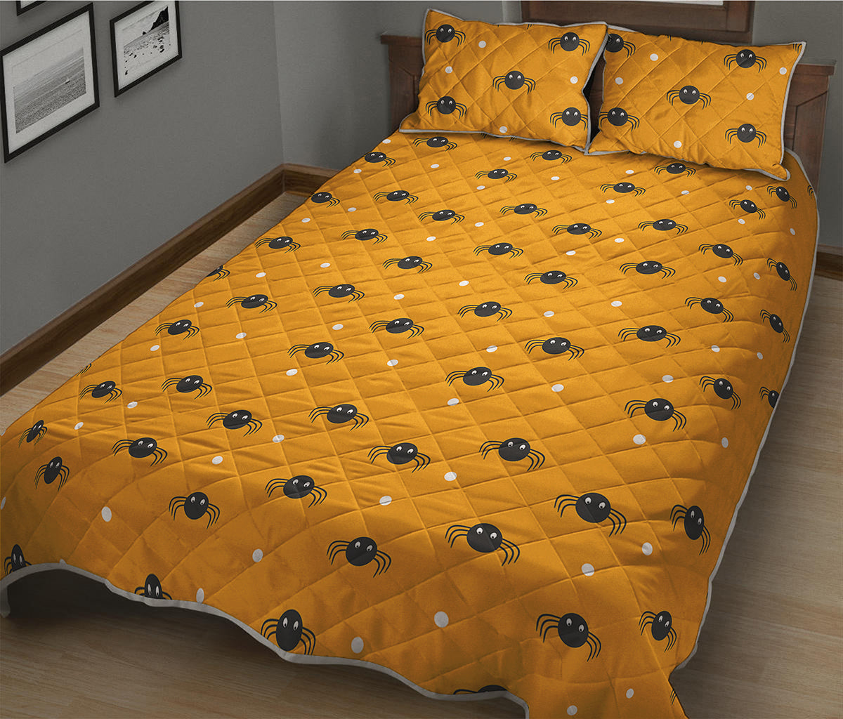 Halloween Spider Pattern Print Quilt Bed Set