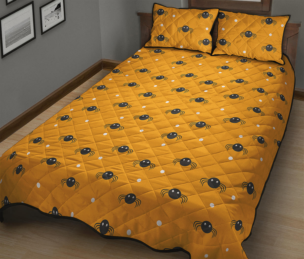 Halloween Spider Pattern Print Quilt Bed Set