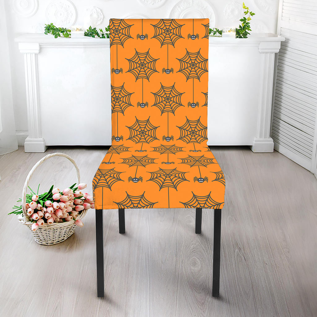 Halloween Spider Web Pattern Print Dining Chair Slipcover