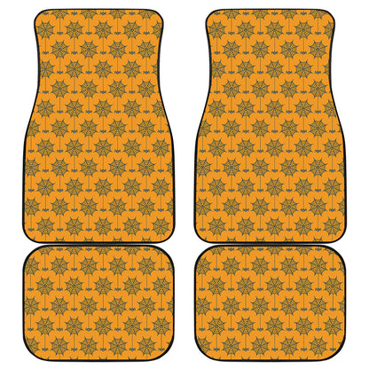 Halloween Spider Web Pattern Print Front and Back Car Floor Mats