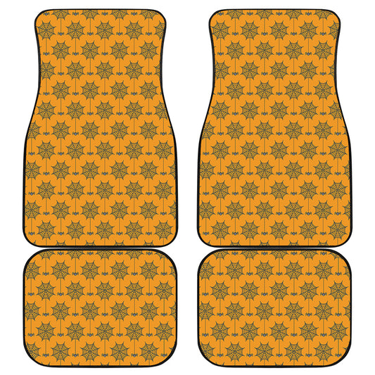 Halloween Spider Web Pattern Print Front and Back Car Floor Mats