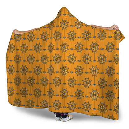 Halloween Spider Web Pattern Print Hooded Blanket