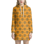 Halloween Spider Web Pattern Print Hoodie Dress