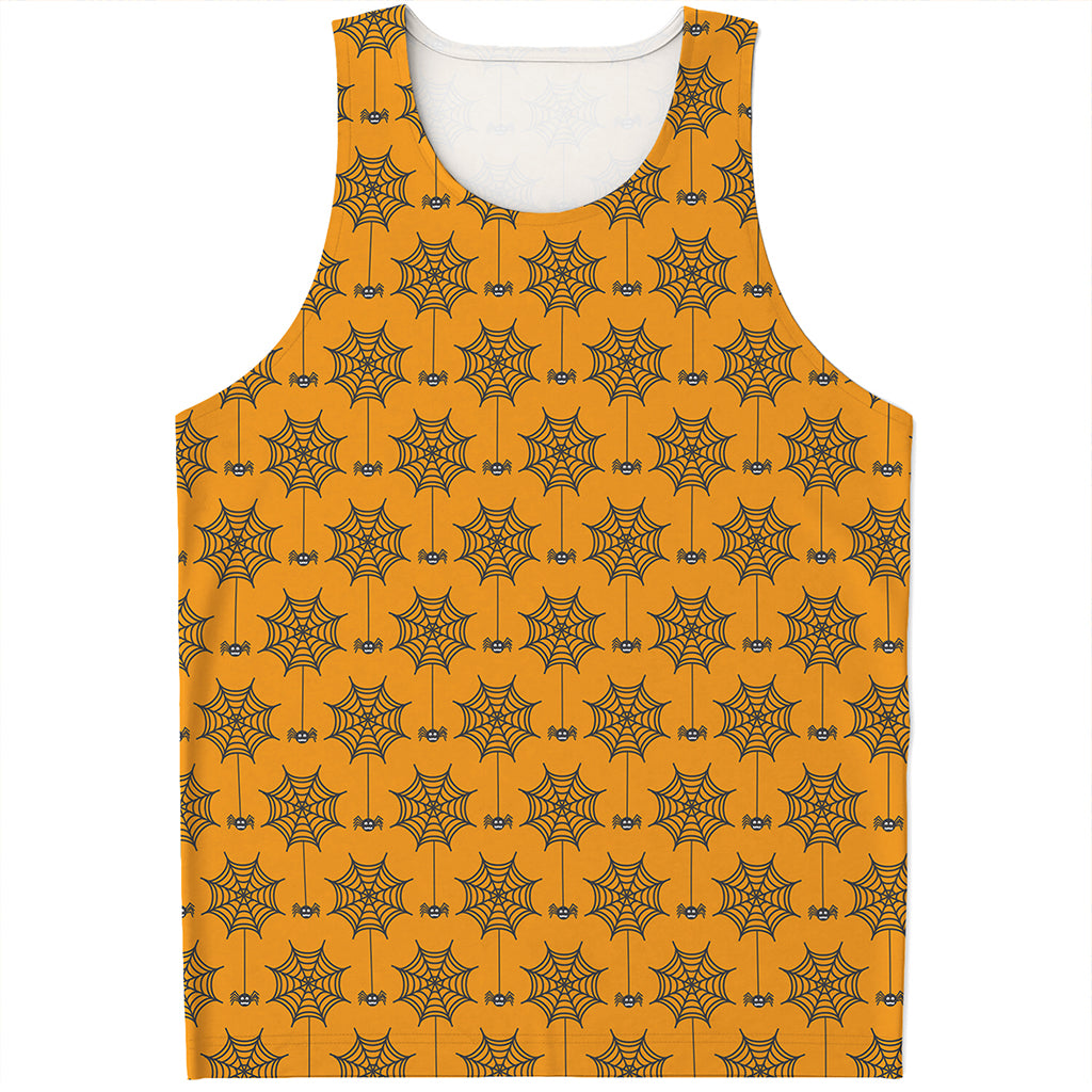 Halloween Spider Web Pattern Print Men's Tank Top