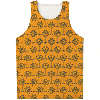 Halloween Spider Web Pattern Print Men's Tank Top