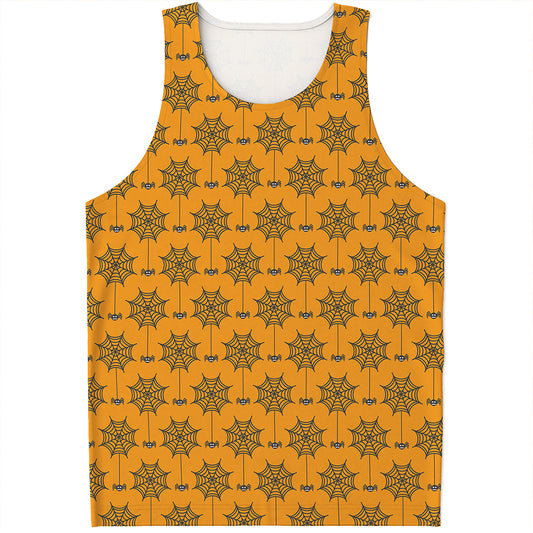 Halloween Spider Web Pattern Print Men's Tank Top