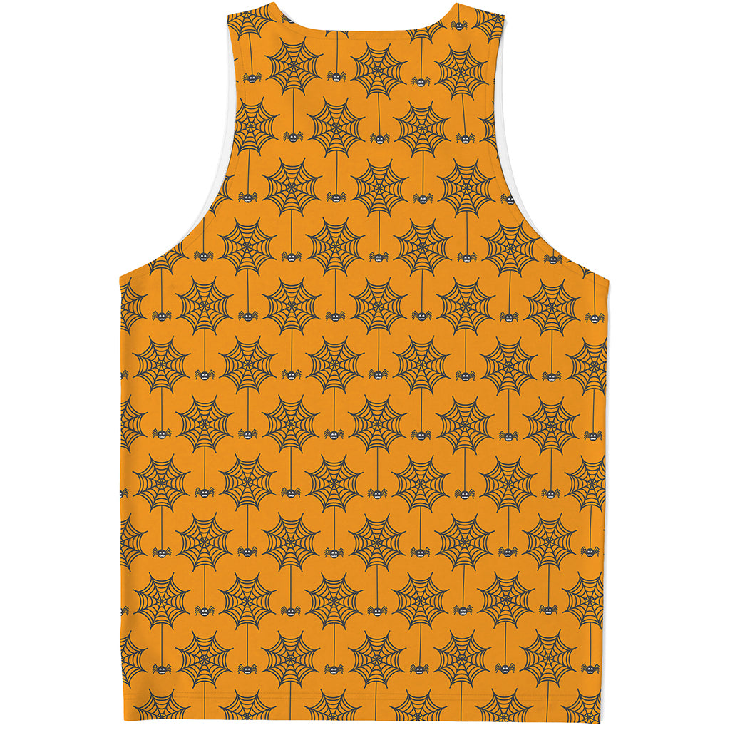Halloween Spider Web Pattern Print Men's Tank Top