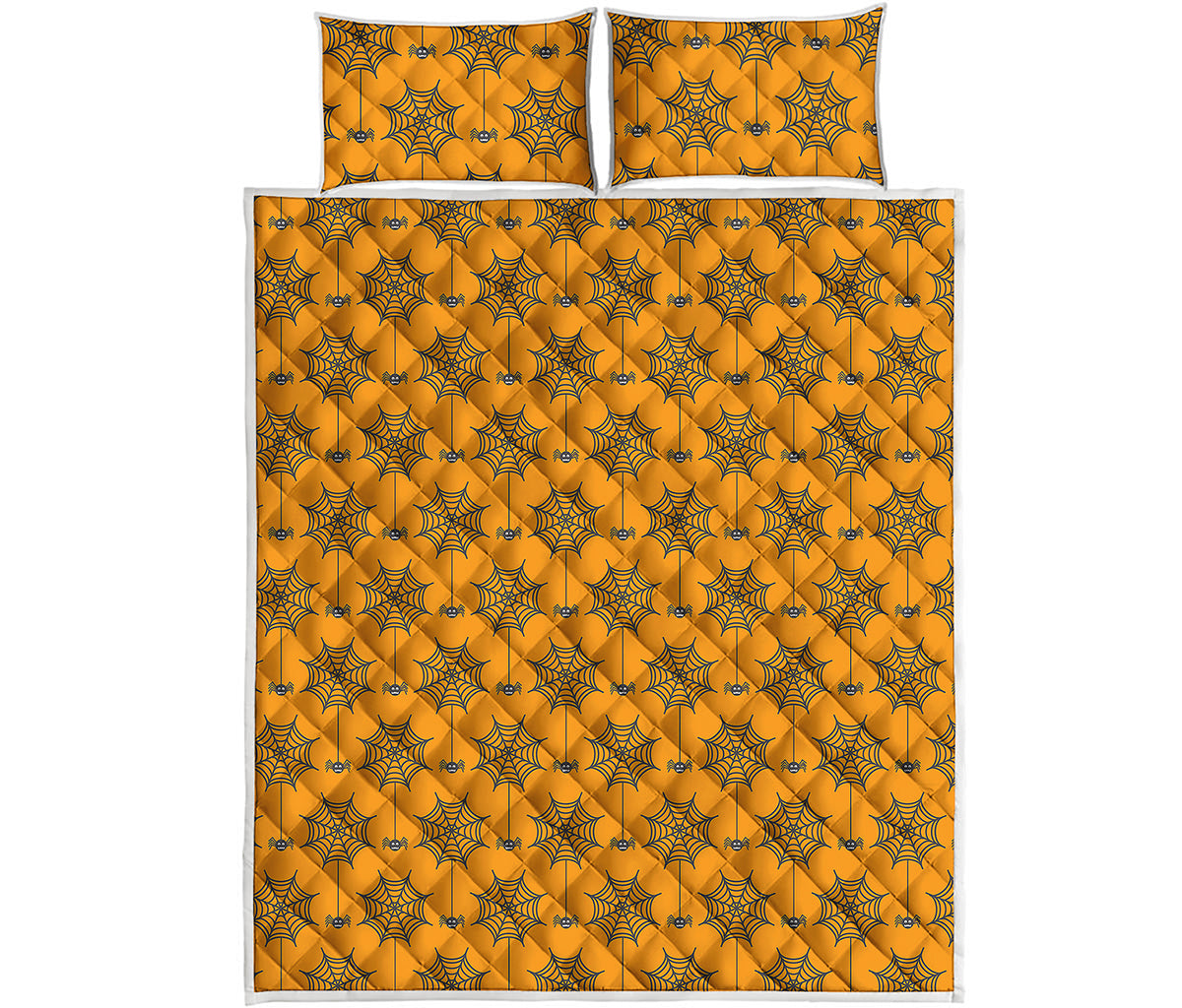 Halloween Spider Web Pattern Print Quilt Bed Set